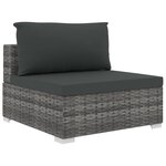 vidaXL Salon de jardin 6 Pièces avec coussins résine tressée gris