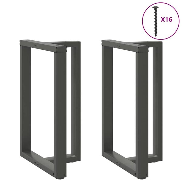 vidaXL Pieds de table de bar en T  2 pièces  anthracite  60 x 35 x (90-91) cm  acier