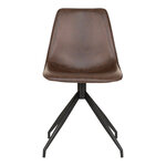 Chaise de salle à manger en cuir synthétique avec pivot marron foncé et pieds noirs