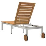 vidaXL Chaise longue avec roues 207x58x35 cm en bois d'acacia et acier inoxydable