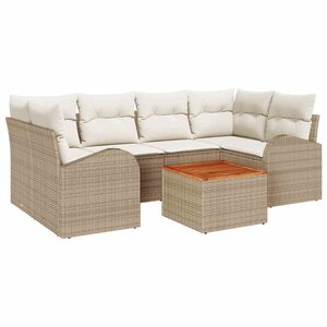 vidaXL Ensemble de canapé de jardin 7 Pièces Beige  blanc