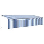 vidaXL Auvent manuel rétractable avec store et LED 6x3 m Bleu et blanc