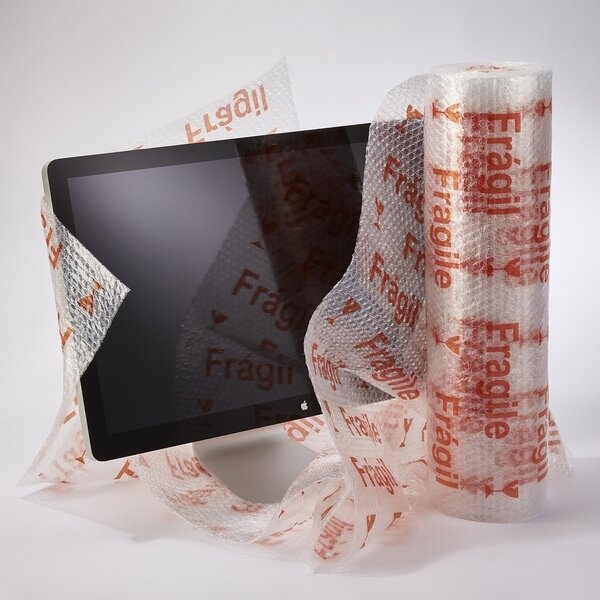 Film bulles standard 10 m x 60 cm imprimé "Fragile"