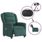 vidaXL Fauteuil de massage inclinable électrique Vert foncé Tissu