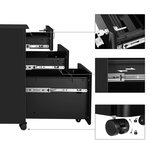 Caisson de bureau placard de rangement mobile avec roulettes et serrure pour documents et dossier suspendu avec 3 tiroirs noir 12_0004826