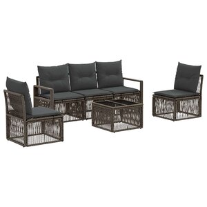 vidaXL Ensemble de canapé de jardin 6 Pièces Gris polyrotin