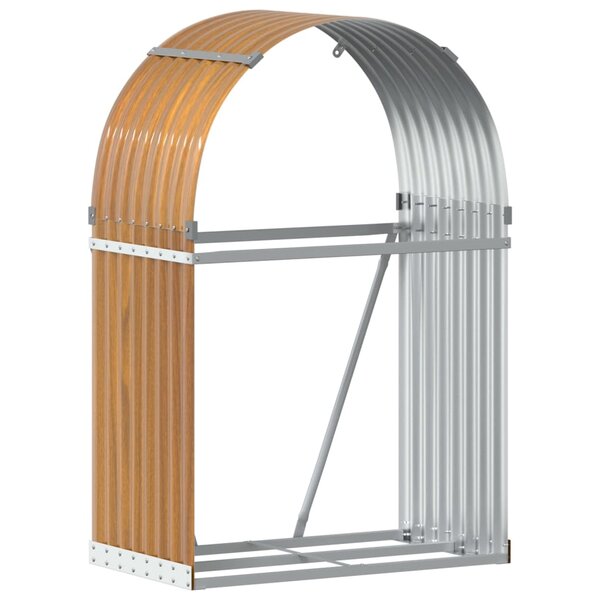 vidaXL Porte-bûches marron clair 80x45x120 cm acier galvanisé