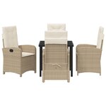 vidaXL Ensemble de salle à manger de jardin 5 pièces avec coussins en poly rattan beige