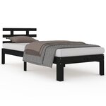 vidaXL Cadre de lit Noir Bois massif 90x200 cm