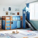 vidaXL Lit mezzanine enfants avec tour bleu 80x200cm bois pin massif