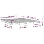 vidaXL Lit de palette sans matelas gris 140x190 cm bois massif