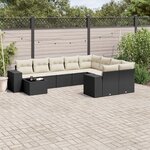 vidaXL Salon de jardin 10 Pièces avec coussins noir résine tressée