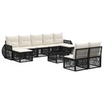 vidaXL Ensemble de canapé de jardin 10 Pièces Noir et blanc crème