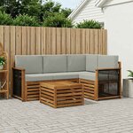 vidaXL Ensemble de canapés d'extérieur 5 pc Naturel et gris clair