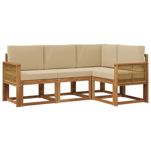 vidaXL Ensemble de canapés d'extérieur 4 pc Naturel et Beige Polyester