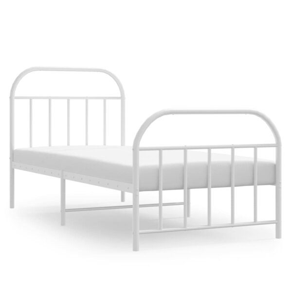 vidaXL Cadre de lit métal sans matelas avec pied de lit blanc 80x200cm