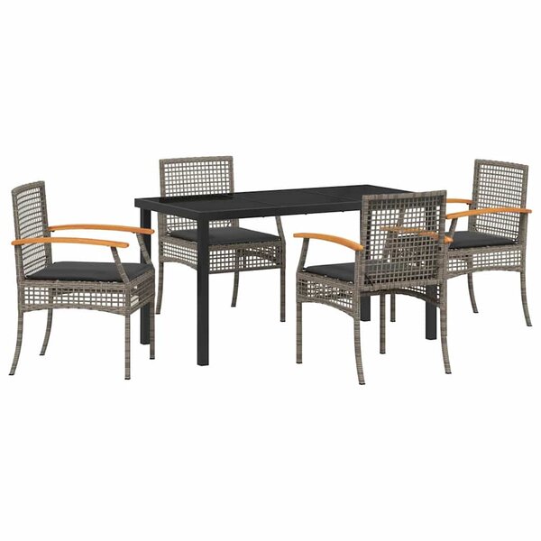 vidaXL Ensemble de salle à manger pour jardin 5 Pièces Gris et Noir Rotin