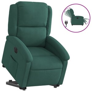 vidaXL Fauteuil inclinable électrique vert foncé velours