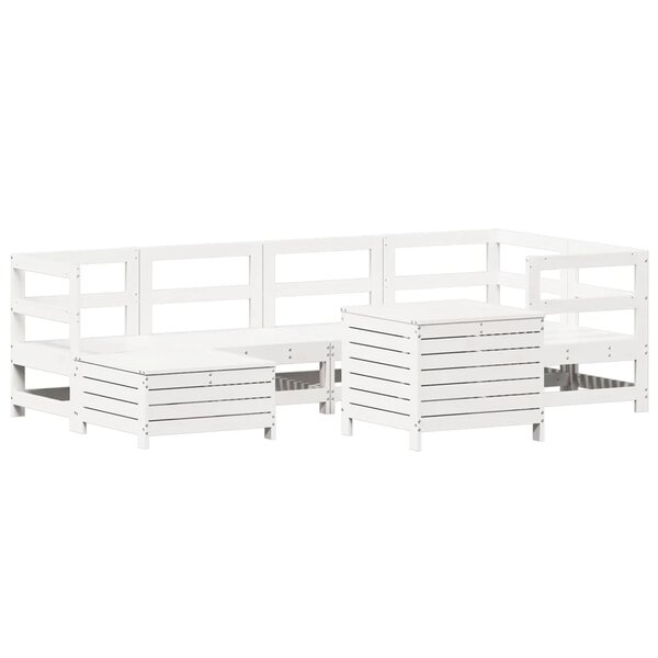 vidaXL Salon de jardin 7 Pièces blanc bois de pin massif