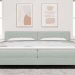 vidaXL Tête de lit LED avec tête de lit Gris clair 200 cm Polyester