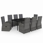 vidaXL Ensemble à manger de jardin avec coussins 9 Pièces Gris