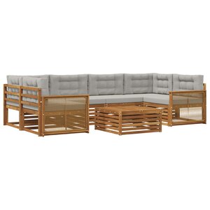 vidaXL Ensemble de canapés d'extérieur 7 pc Naturel et gris clair
