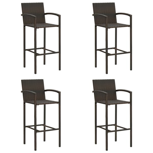 vidaXL Tabourets de bar lot de 4 marron résine tressée