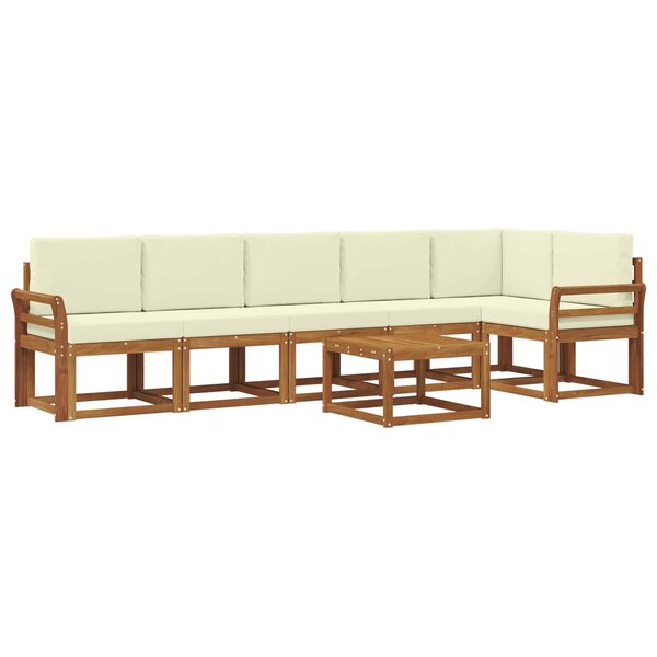 vidaXL Ensemble de canapés d'extérieur 7 pc Naturel et Crème