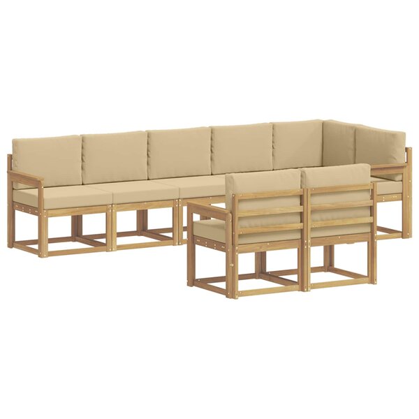 vidaXL Ensemble de canapés d'extérieur 8 pc Blanc et Beige Polyester