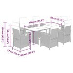 vidaXL Ensemble à manger de jardin et coussins 7 Pièces gris rotin