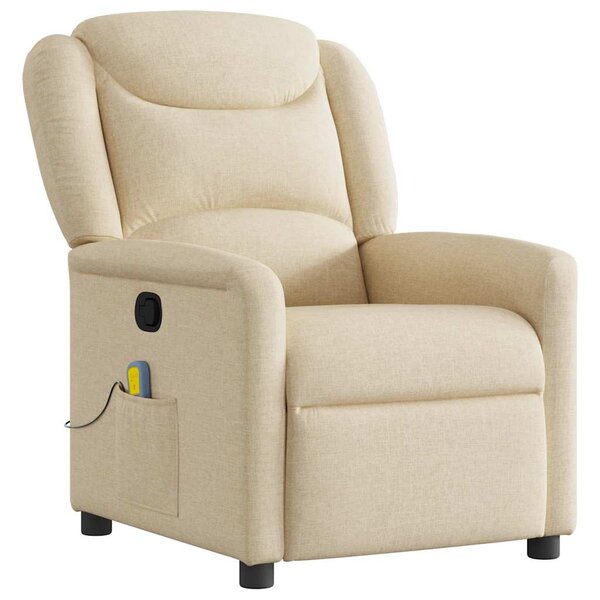 vidaXL Fauteuil de massage inclinable Crème Tissu