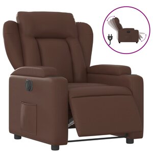 vidaXL Fauteuil inclinable électrique Marron Similicuir