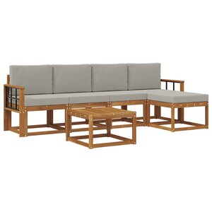 vidaXL Ensemble de canapés d'extérieur 6 pc Gris Naturel et Clair