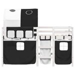 vidaXL Lit mezzanine enfants et tunnel blanc/noir 90x200 cm pin massif