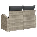 vidaXL Canapé de jardin 2 places avec coussins Gris clair Rattan
