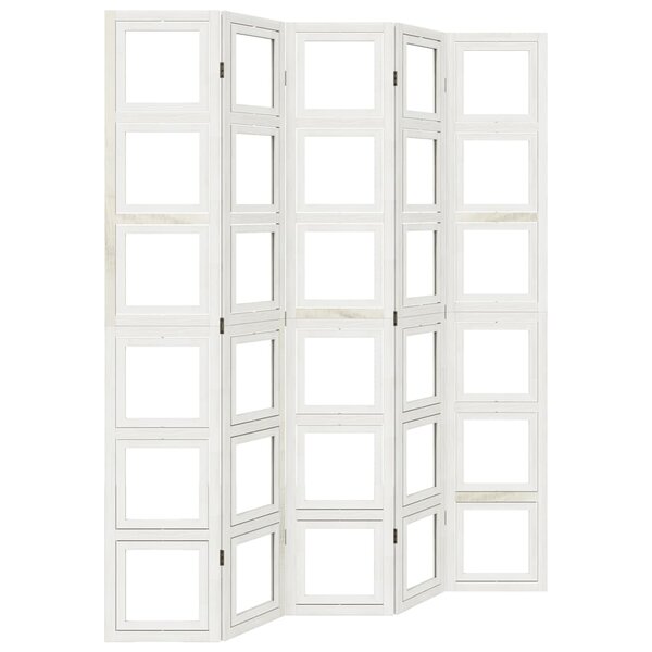 vidaXL Cloison de séparation 5 panneaux blanc bois de paulownia massif