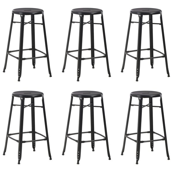 vidaXL Tabourets de bar lot de 6 noir acier
