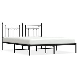 vidaXL Cadre de lit métal sans matelas et tête de lit noir 180x200 cm
