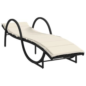 vidaXL Chaise longue avec coussin noir 60x199x42 cm résine tressée