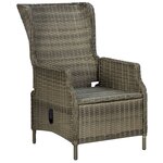 vidaXL Chaise inclinable de jardin avec tabouret Résine tressée Marron