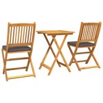 vidaXL Ensemble bistro de jardin 3 Pièces Marron Bois d'acacia massif