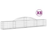 vidaXL Paniers à gabions arqués 8 Pièces 300x30x40/60 cm fer galvanisé