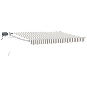 vidaXL Store rétractable manuel avec LEDs Gris clair et blanc