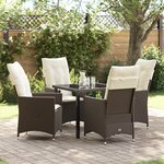 vidaXL Ensemble de salle à manger de jardin 5 pièces avec coussins en poly rotin marron