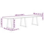 vidaXL Table à manger marron clair 320x80x74 cm rectangulaire