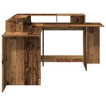 vidaXL Bureau avec lumières LED vieux bois bois d'ingénierie