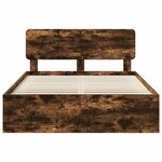 vidaXL Cadre de lit Chêne fumé 150 x 200 cm Pin massif