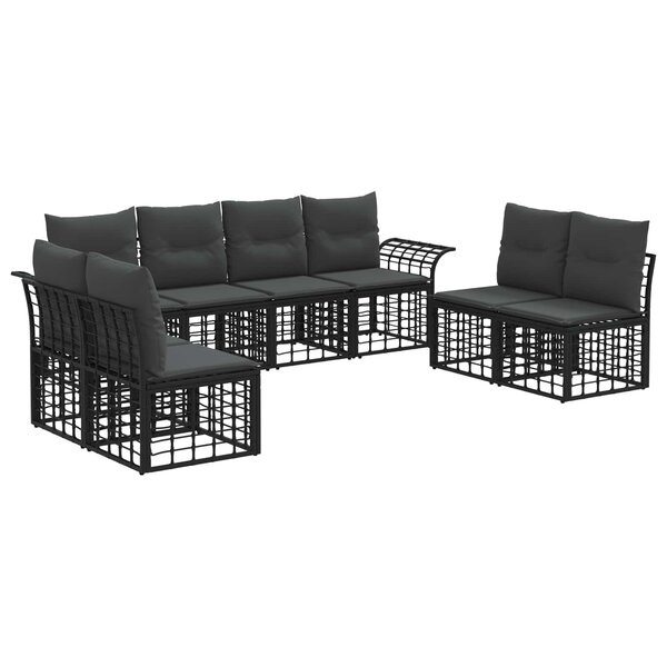 vidaXL Ensemble de canapés d'extérieur 8 Pièces Noir et Gris foncé