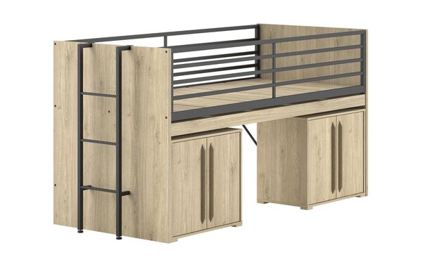Lit mi-haut 90x200 sam nat-noir