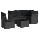 vidaXL Salon de jardin 6 Pièces avec coussins noir résine tressée